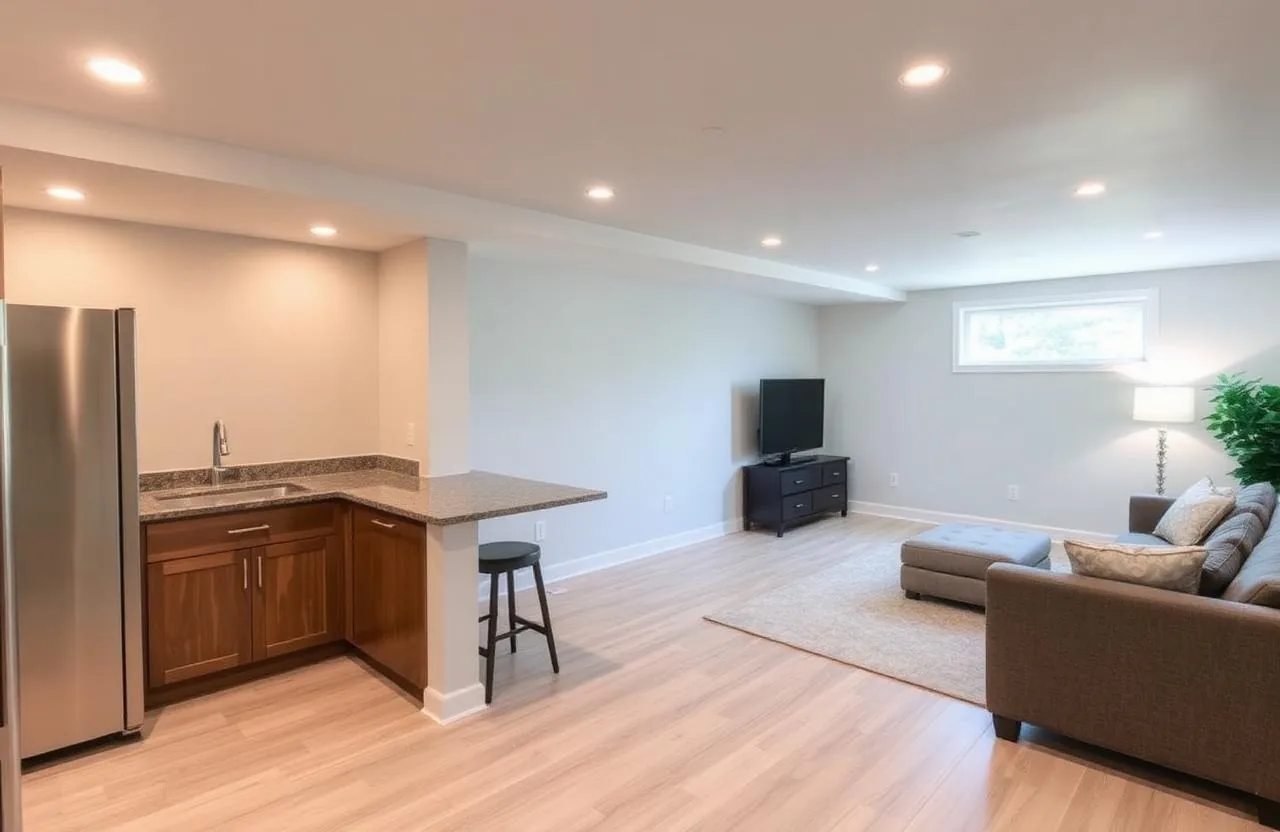 Finished modern basement suite with kitchenette in a Burlington home