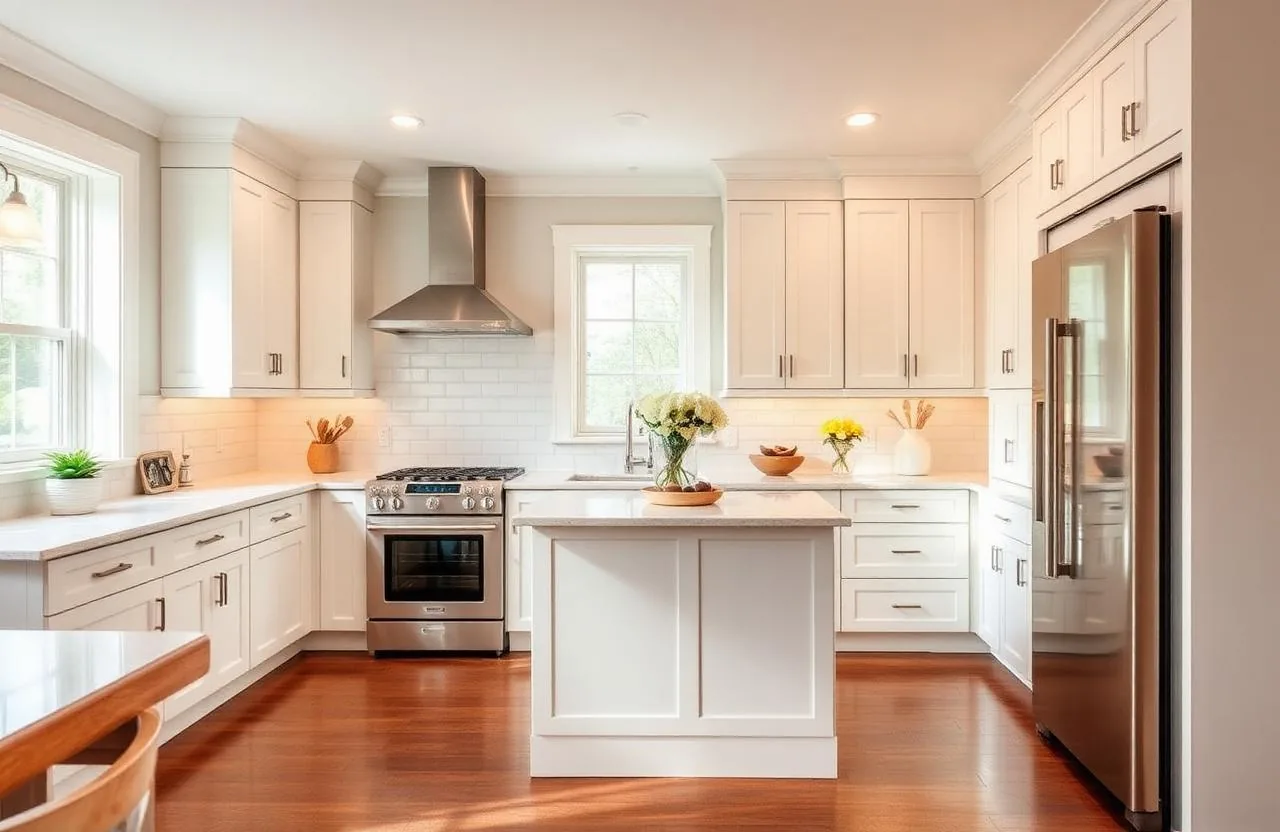 Renovated white shaker kitchen in a Hamilton Ontario century home