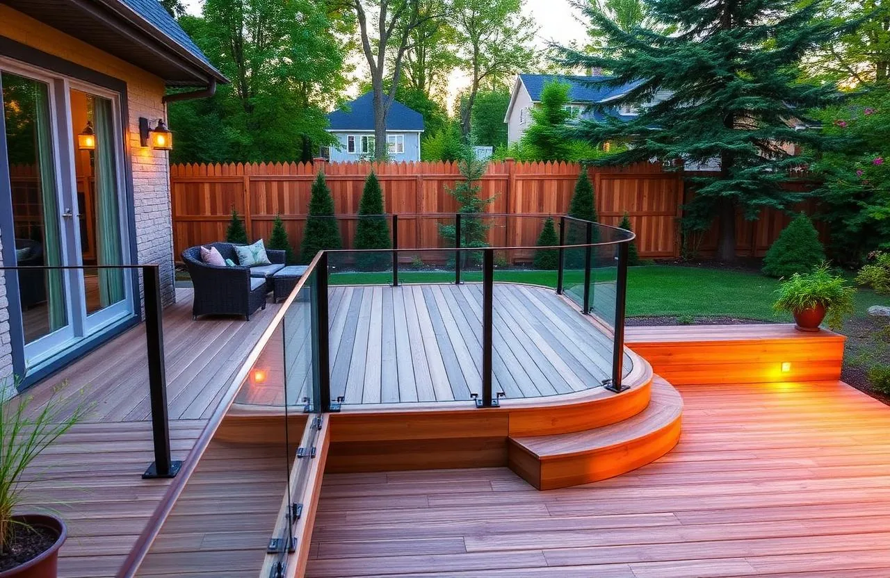 Custom cedar deck in Ontario backyard